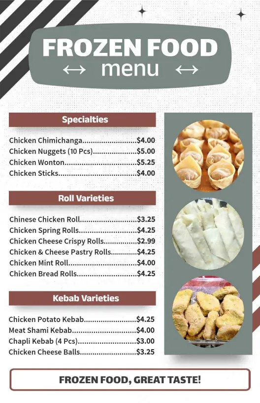 Modern Frozen Food Selection Menu Template