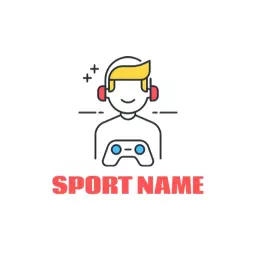 Modern Gamer Icon with Headphones for Online Gaming Logo Template