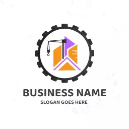 Modern Gear Wheel Design Highlighting Construction Industry Logo Template
