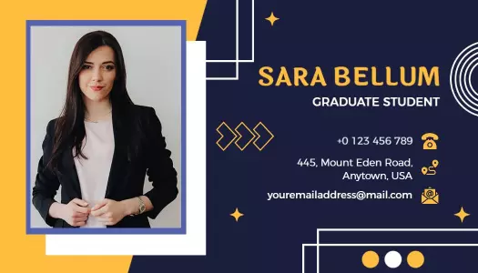 Modern Geometric Blue and Gold Graduate Student Business Card Template