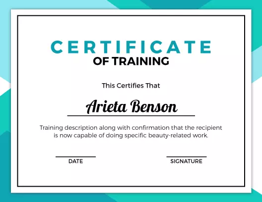 Modern Geometric Blue Training Achievement Certificate Template