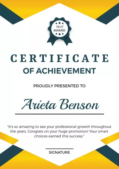 Modern Geometric Bold Achievement Award Certificate Template