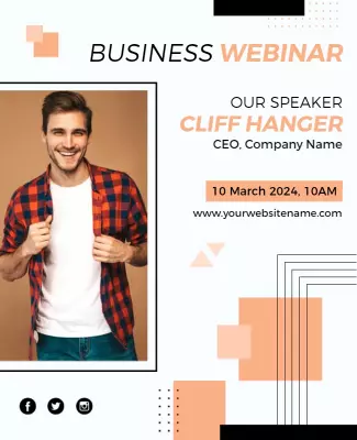 Modern Geometric Business Webinar Announcement Poster Template