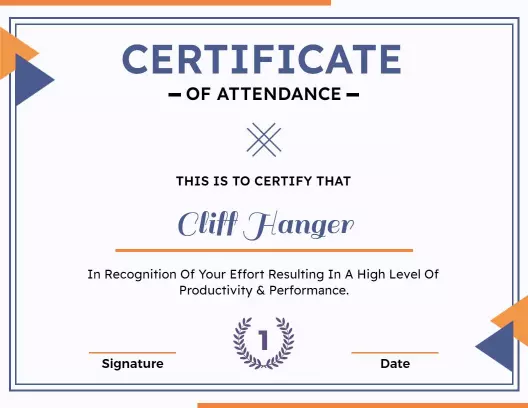 Modern Geometric Design for Attendance Achievement Certificate Template