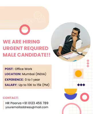 Modern Geometric Design for Hiring Male Candidate Poster Template