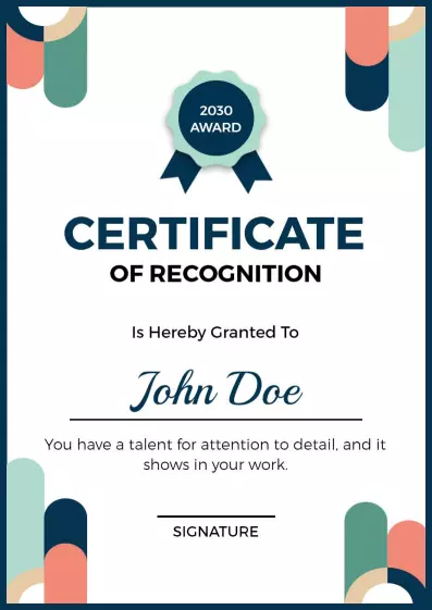 Modern Geometric Design Recognition Award Certificate Template