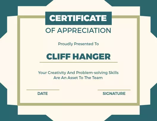 Modern Geometric Green Team Appreciation Certificate Template
