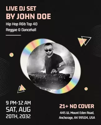 Modern Geometric Live DJ Set Music Event Poster Template