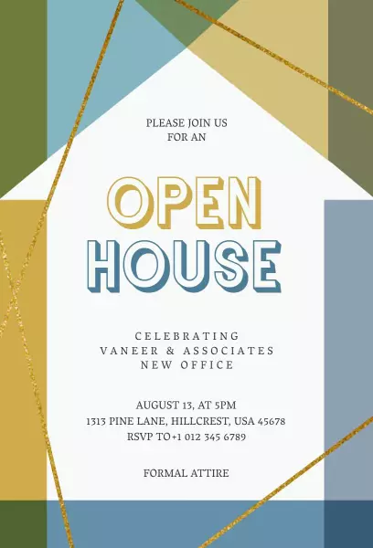 Modern Geometric New Office Open House Invitation Template