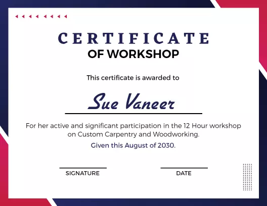 Modern Geometric Red and Blue Workshop Participation Certificate Template