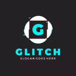 Modern Glitch Art Design with Vibrant Colors and Effects Logo Template