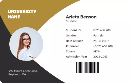 Modern Gold University Student Identity Card Template
