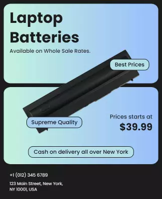 Modern Gradient Laptop Batteries Wholesale Rates Poster Template