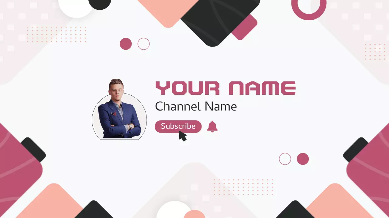 Modern Graphic Design with Pink and Black Elements YouTube Banner Template