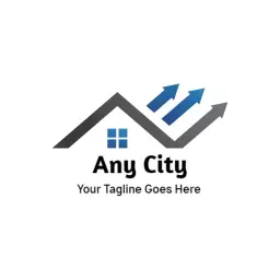 Modern Gray and Blue Real Estate Growth in Any City Logo Template