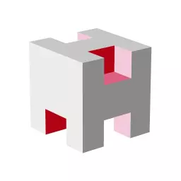 Modern Gray and Red 3D Cube Design Featuring Depth Logo Template
