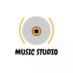 Modern Gray and Yellow Music Studio Design Logo Template