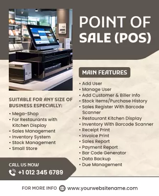 Modern Gray Point of Sale System Features Poster Template