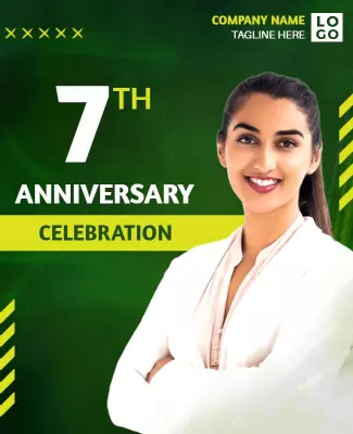Modern Green 7th Anniversary Celebration Poster Template