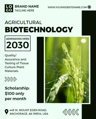 Modern Green Agricultural Biotechnology Admissions Open Poster Template