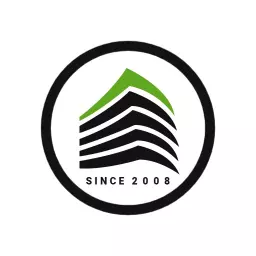 Modern Green and Black Building Design for Real Estate Logo Template