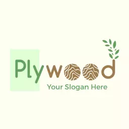 Modern Green and Brown Plywood Design Featuring Nature Logo Template