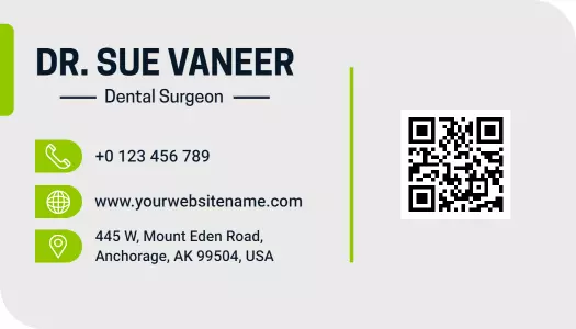 Modern Green and Gray Dental Surgeon Business Card Template