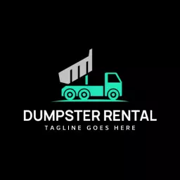 Modern Green and Gray Truck Design for Dumpster Rental Logo Template
