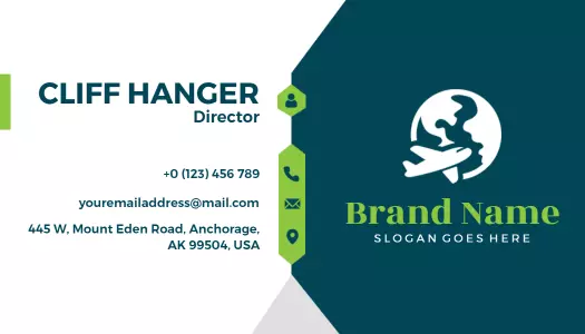 Modern Green and Teal Travel Agency Business Card Template