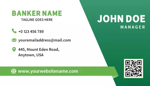 Modern Green Banker Professional Visiting Card Template