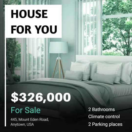Modern Green Bedroom for Sale in Anytown Ad Template