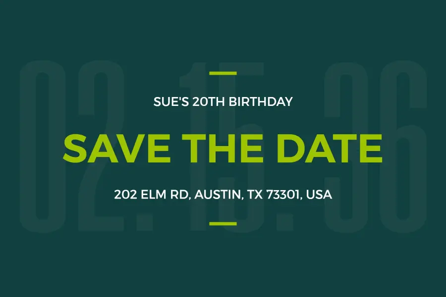 Modern Green Birthday Save the Date Postcard Template