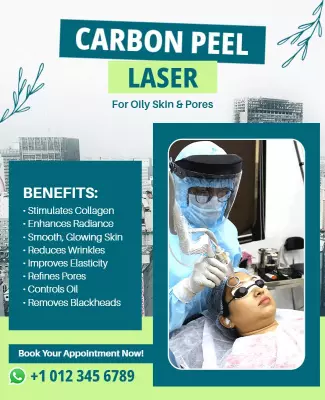 Modern Green Carbon Peel Laser Treatment Poster Template