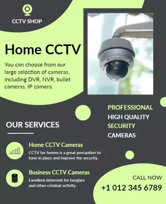 Modern Green CCTV Security Services Promotion Poster Template