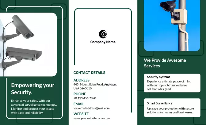 Modern Green CCTV Security Systems and Services Brochure Template