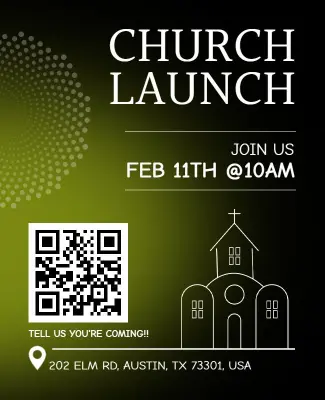 Modern Green Church Launch Celebration Announcement Flyer Template