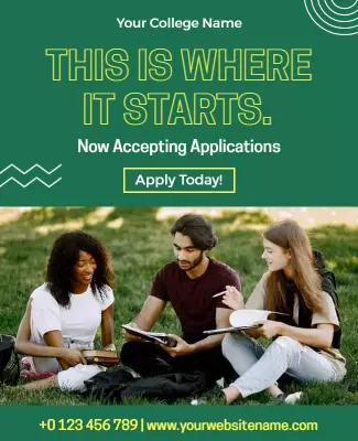 Modern Green College Application Invitation Poster Template