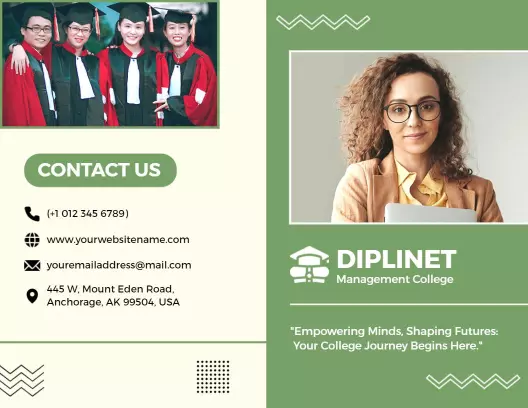 Modern Green College Diploma and Enrollment Information Brochure Template