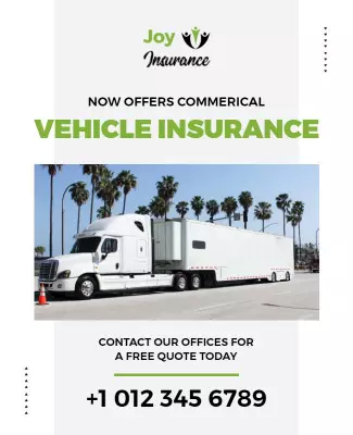 Modern Green Commercial Vehicle Insurance Offer Poster Template