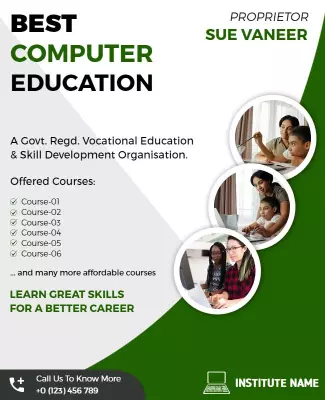 Modern Green Computer Education Skills Development Poster Template