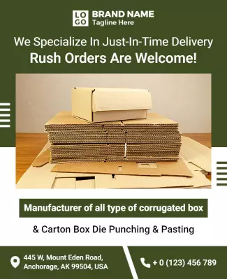 Modern Green Corrugated Box Manufacturing Service Poster Template