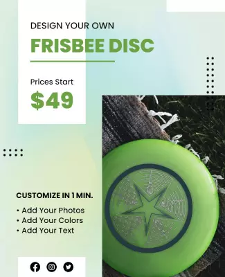 Modern Green Customizable Frisbee Disc Design Poster Template