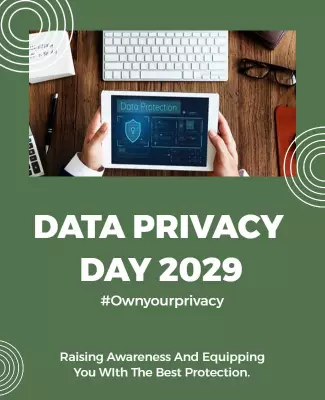 Modern Green Data Privacy Awareness Campaign Poster Template