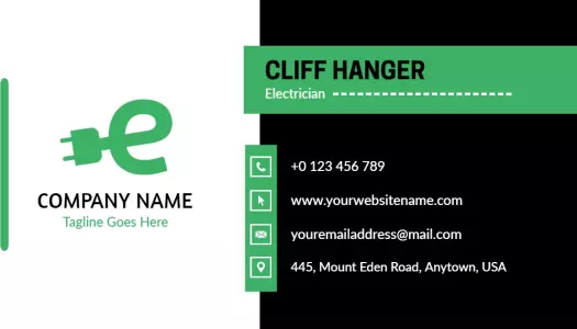 Modern Green Electrician Service Business Card Template