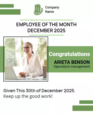 Modern Green Employee of the Month Recognition Poster Template