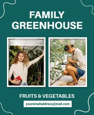 Modern Green Family Greenhouse Fruits and Vegetables Poster Template