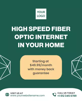 Modern Green Fiber Optic Internet Service Offer Poster Template