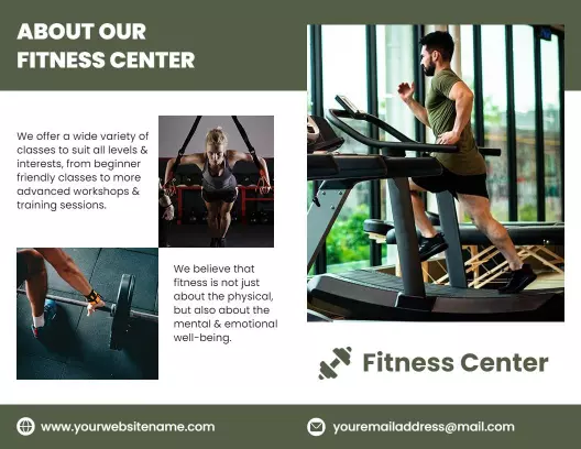 Modern Green Fitness Center Classes and Wellness Brochure Template