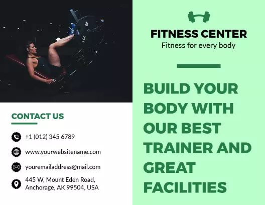 Modern Green Fitness Center Membership and Training Brochure Template