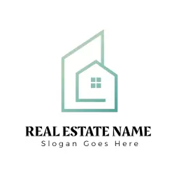 Modern Green Geometric House Design in Real Estate Logo Template
